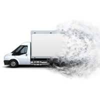 3D render of a flat bed van with a speed effect added
